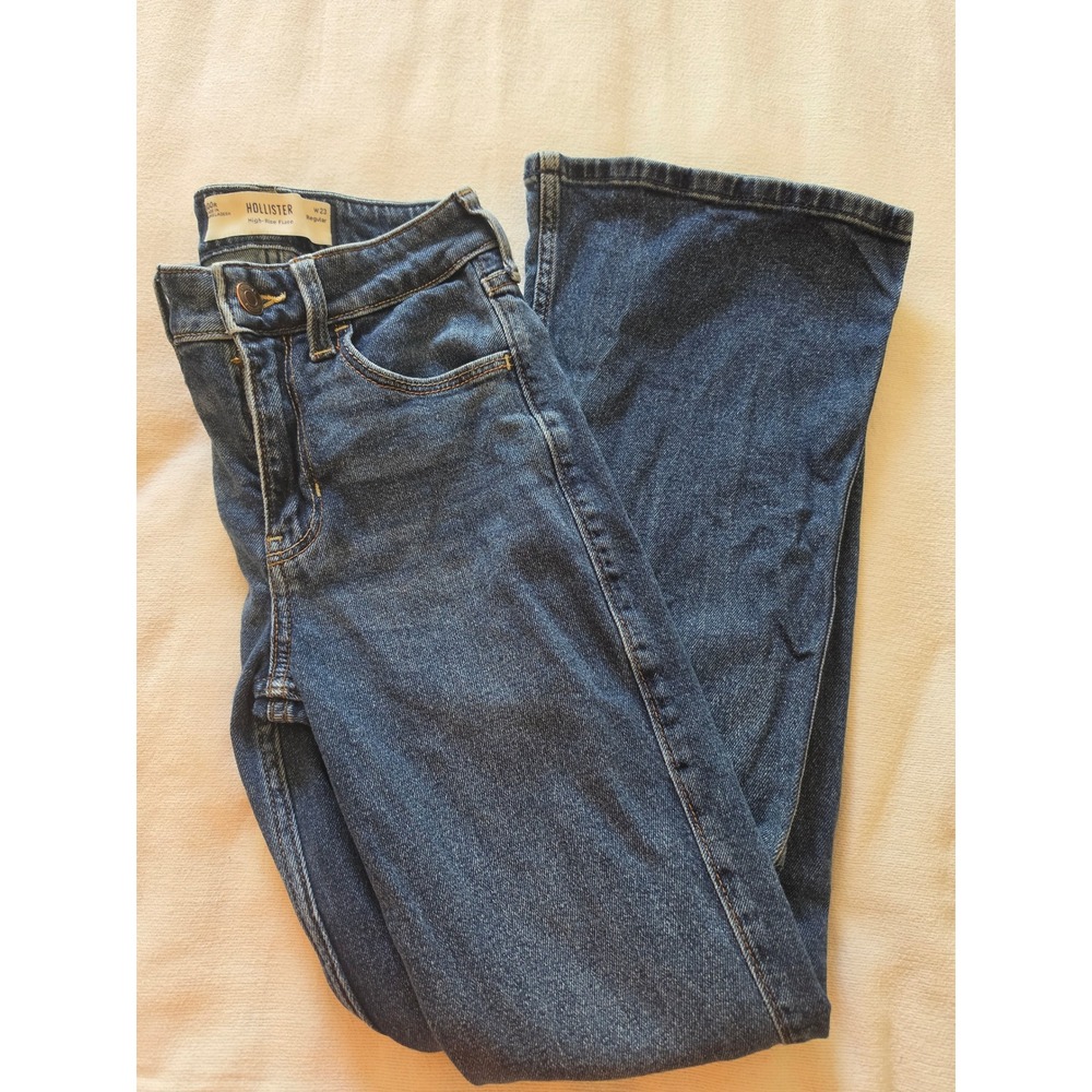 Hollister High Rise Flare Jeans Dark Wash Denim W23 Regular